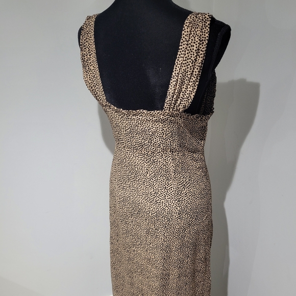 Dex Women's Sweetheart Neck Leopard Spot Buttoned Maxi Dress Small Brown Black - Picture 10 of 11